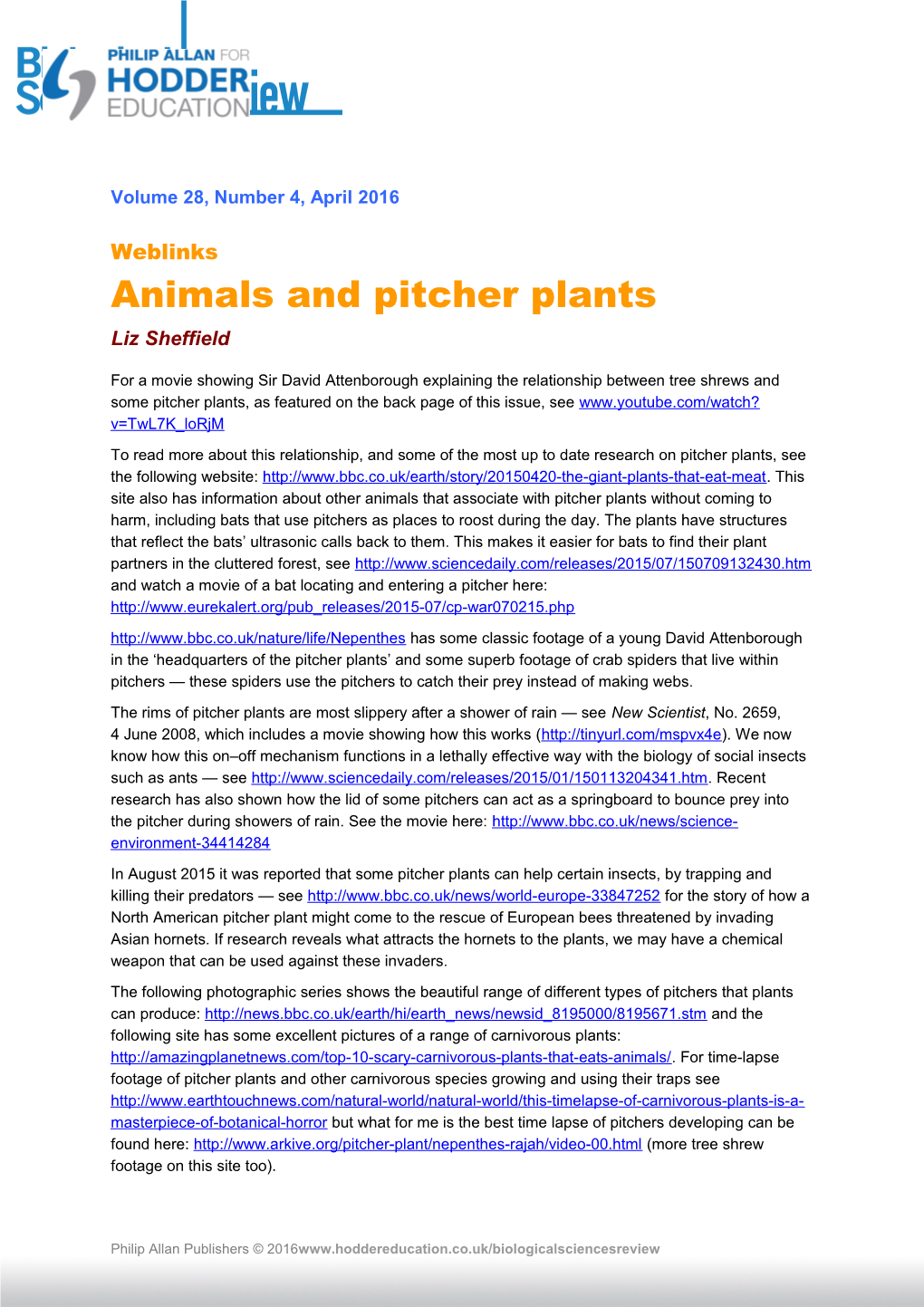 Animals and Pitcher Plants