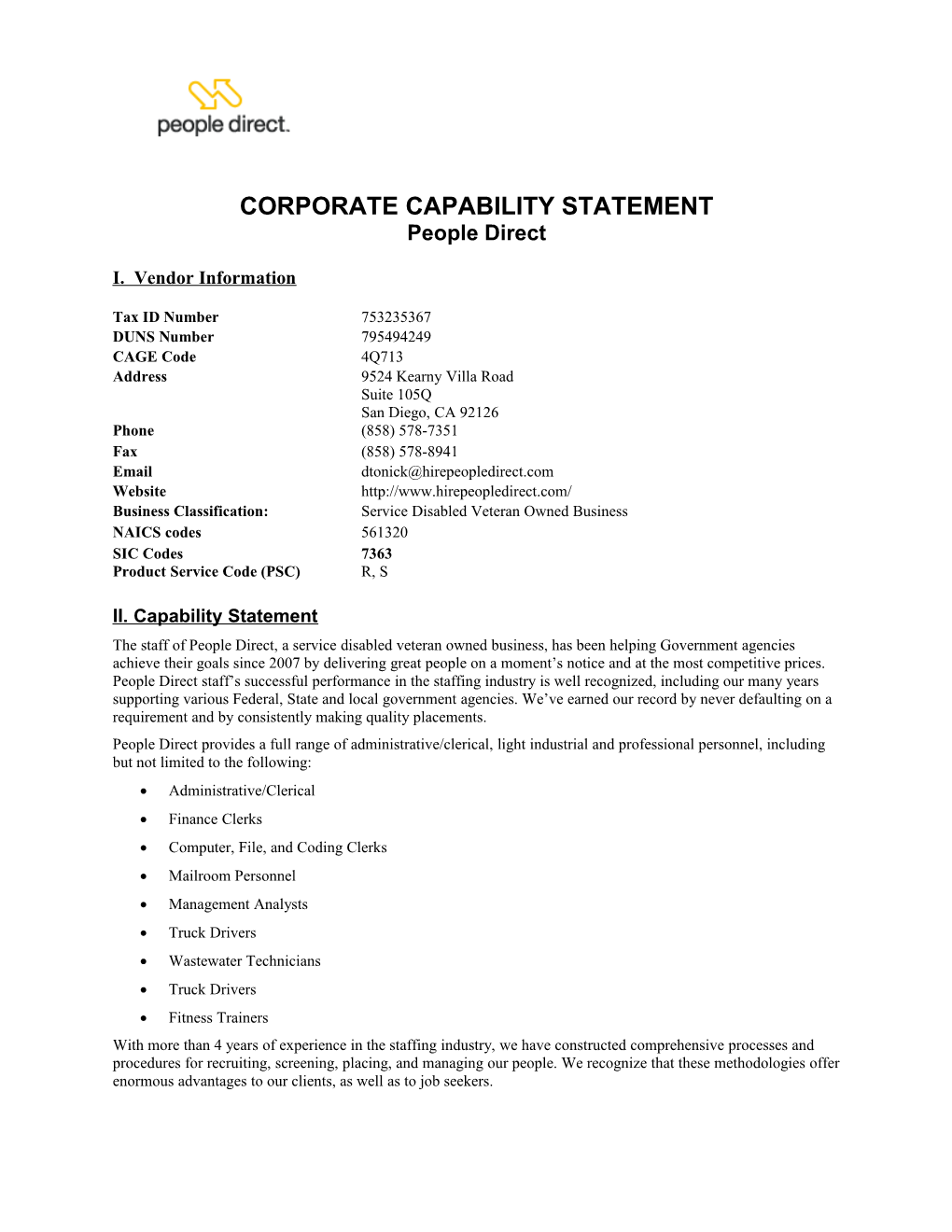 Corporate Capability Statement
