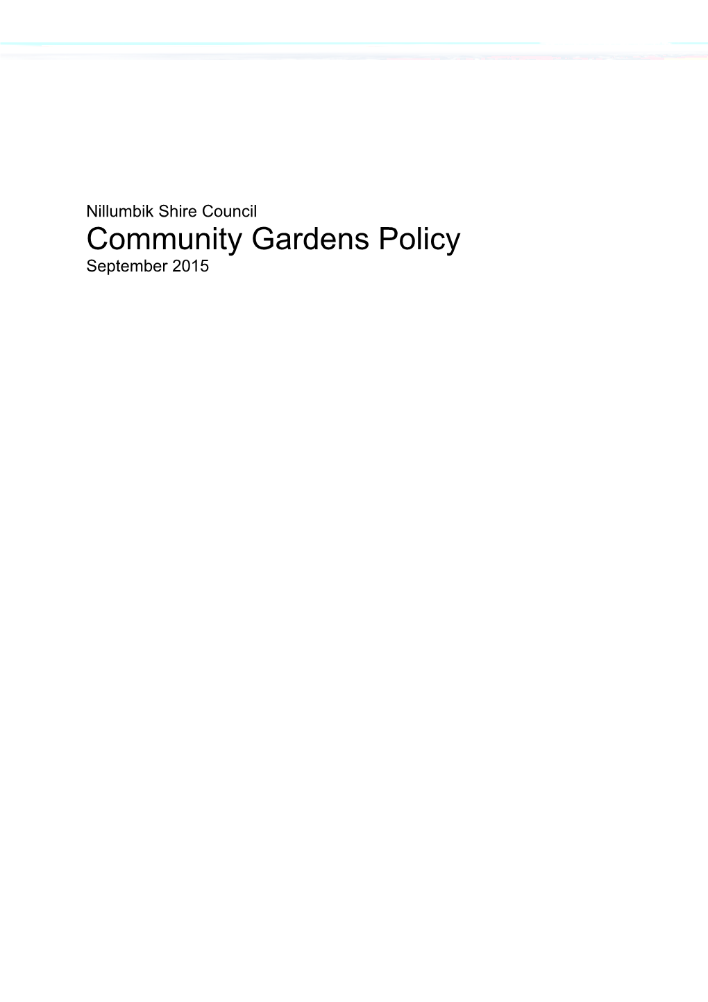 Nillumbik Community Garden Policy
