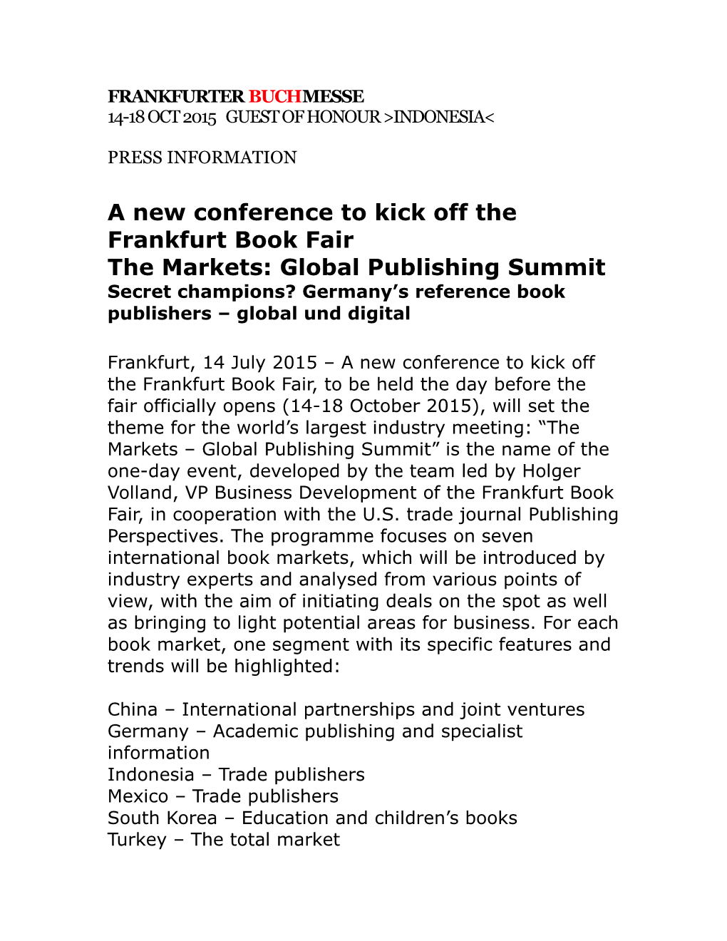 A New Conference to Kick Off the Frankfurt Book Fair