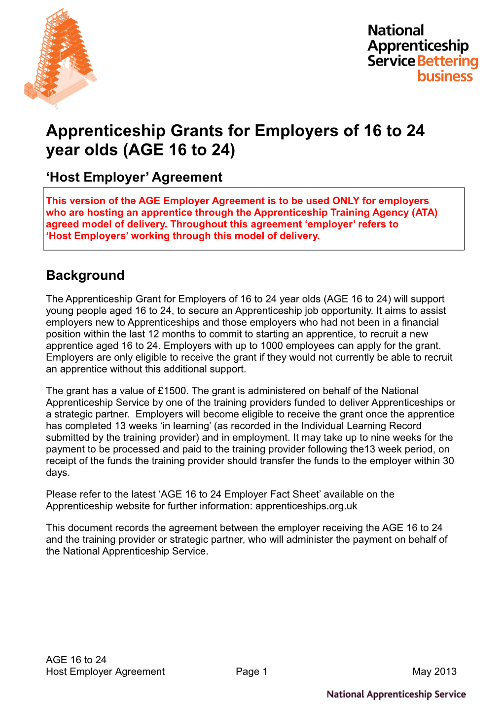 Apprenticeship Grants for Employers of 16 to 24 Year Olds(AGE 16 to 24)