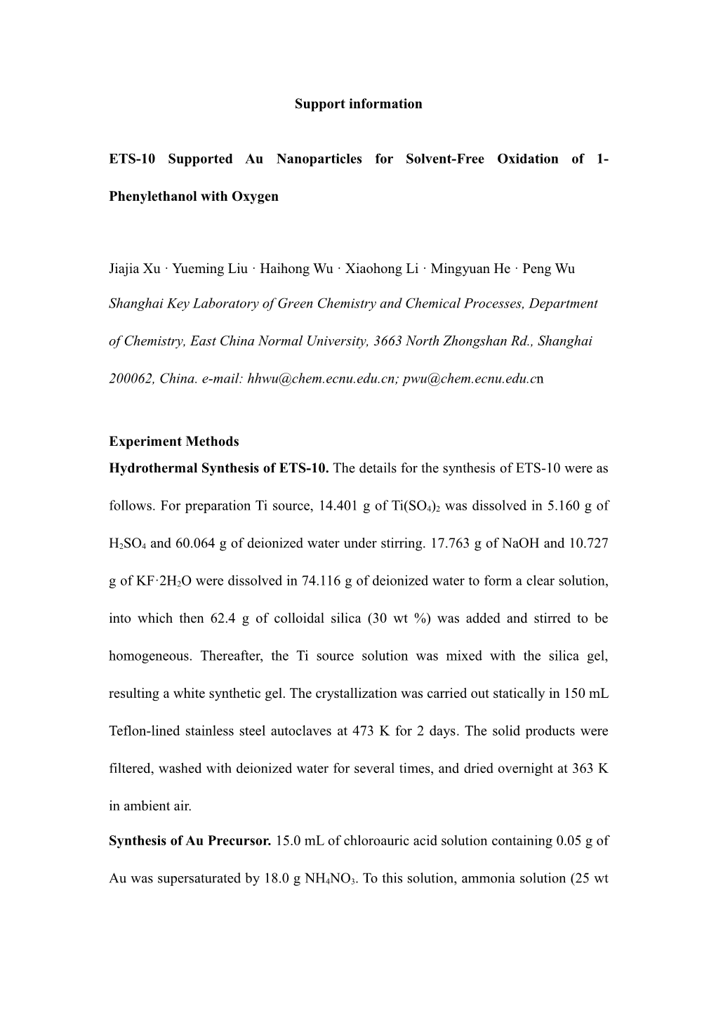 Table 1 Physicochemical Data of Au Catalysts and the Results for the Aerobic Oxidation