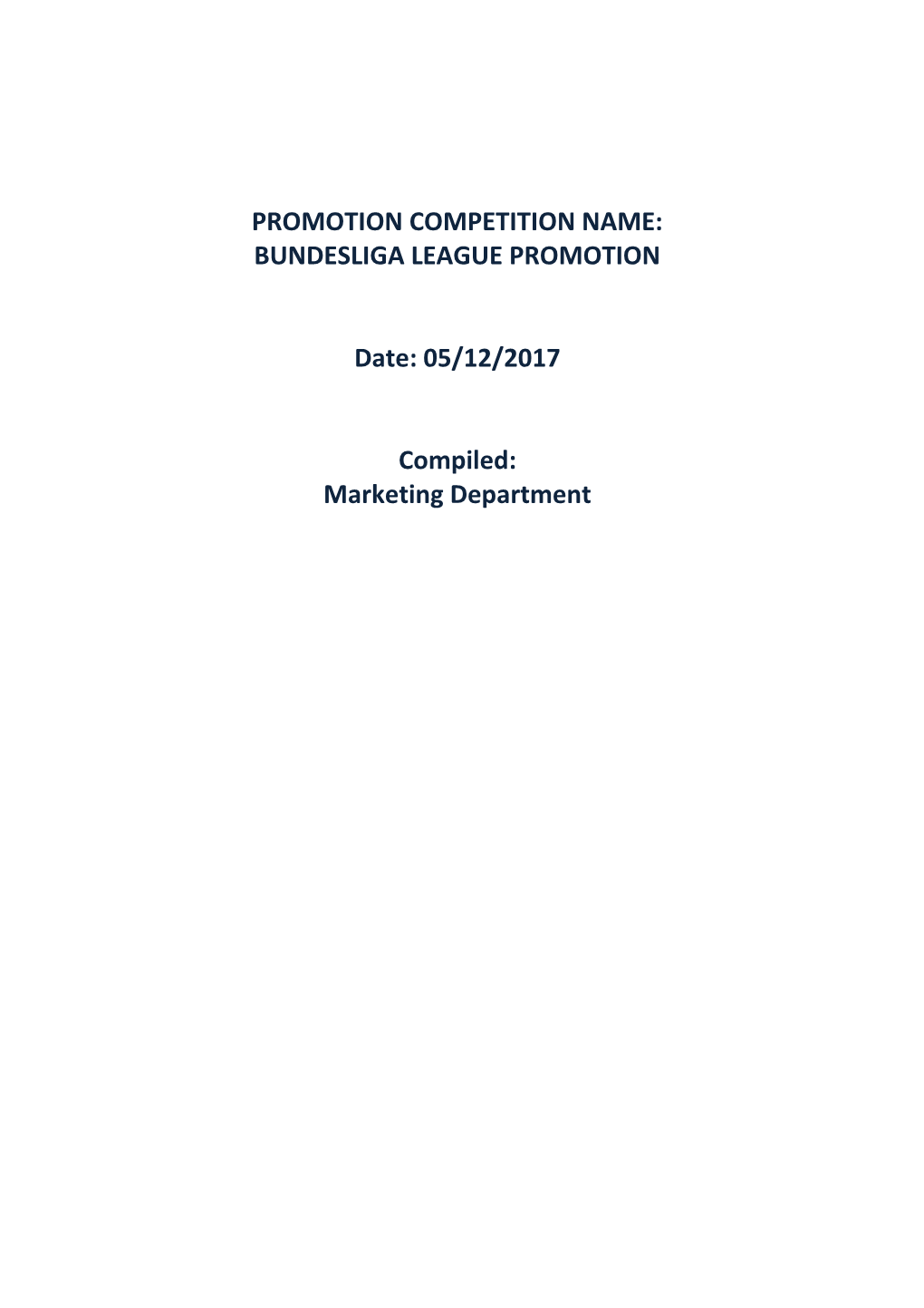 Promotion Competition Name