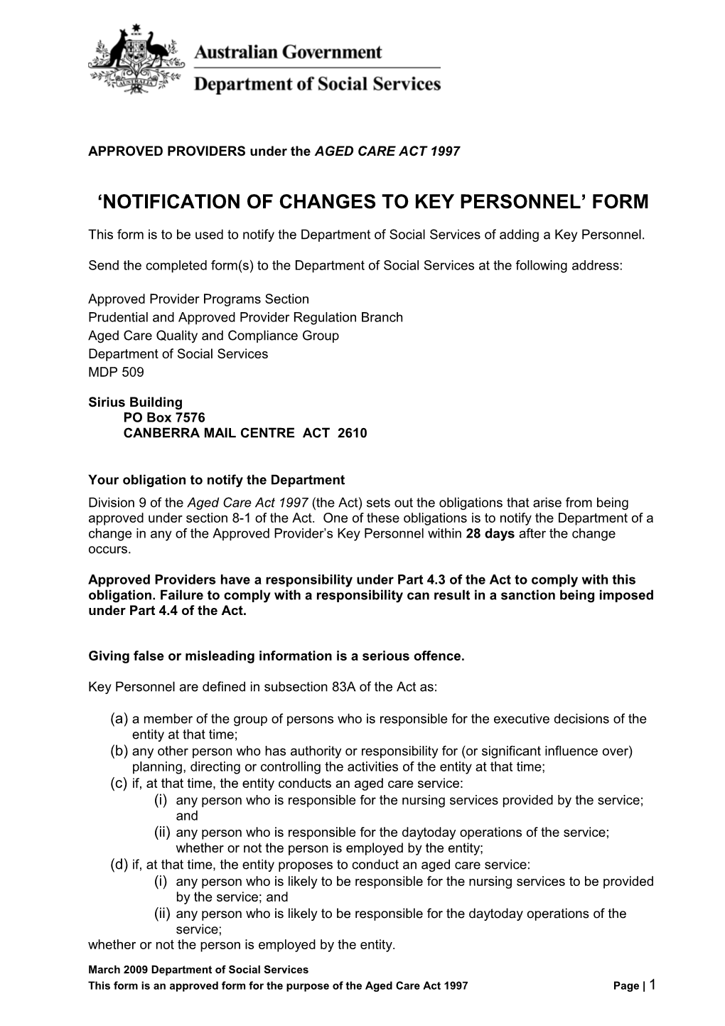 Disqualified Individual Notification Form