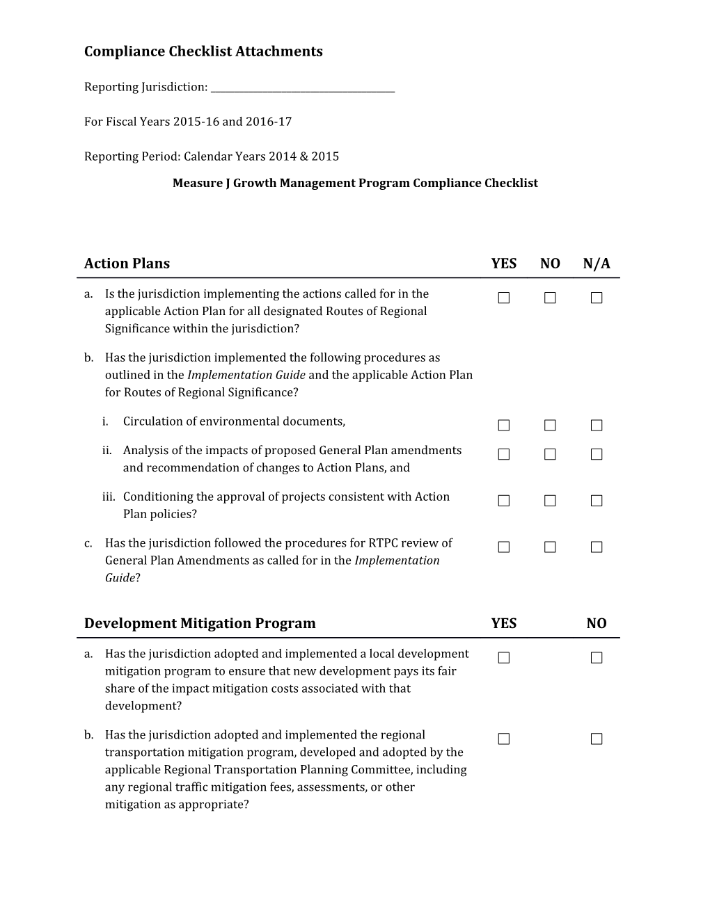 Compliance Checklist Attachments