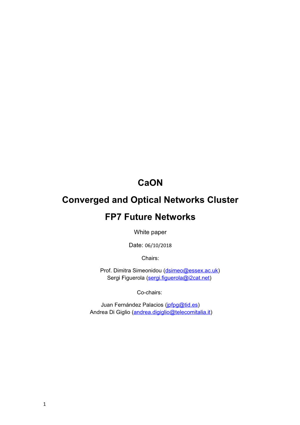 Converged and Optical Networks Cluster