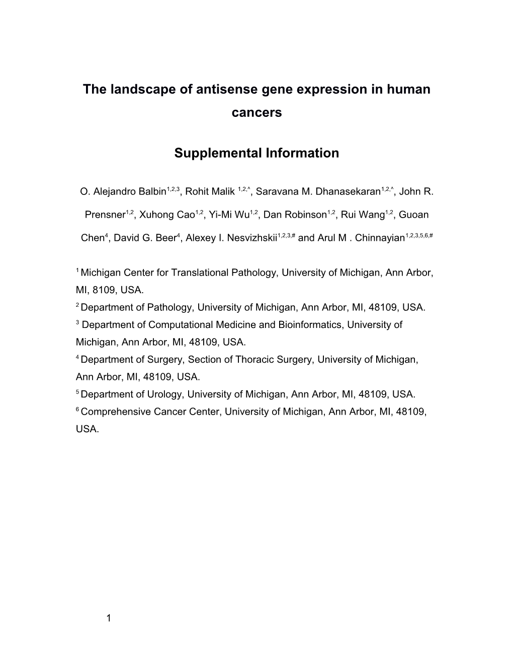 The Landscape of Antisense Gene Expression in Human Cancers