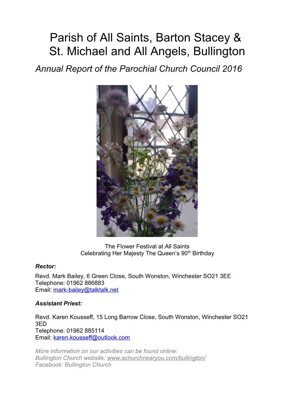 Parish of Barton Stacey and Bullington Annual Report 2015