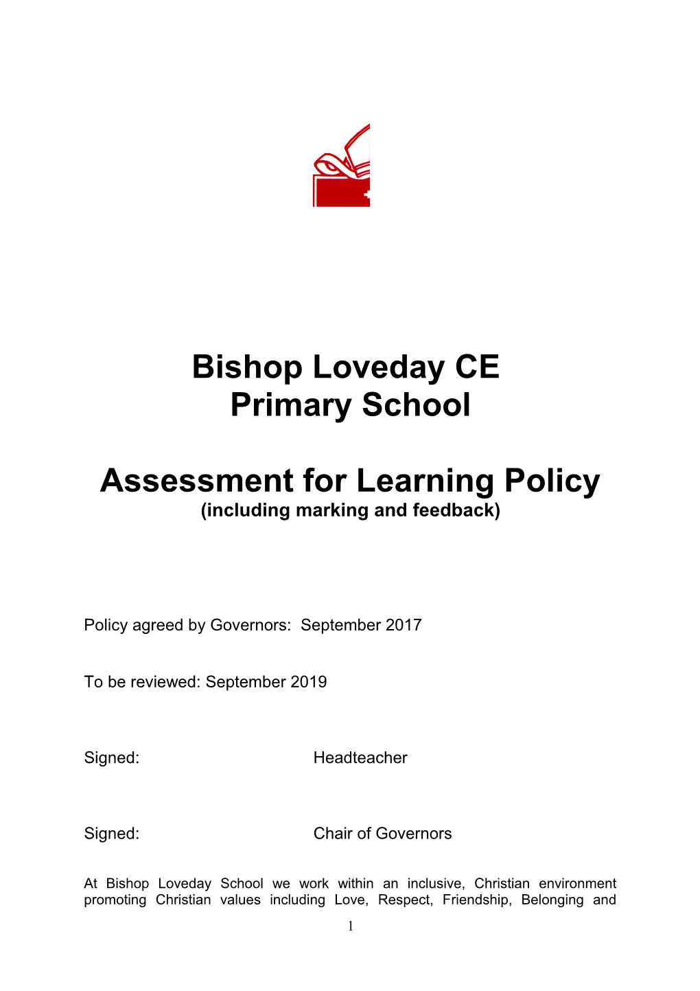 Assessment for Learning Policy