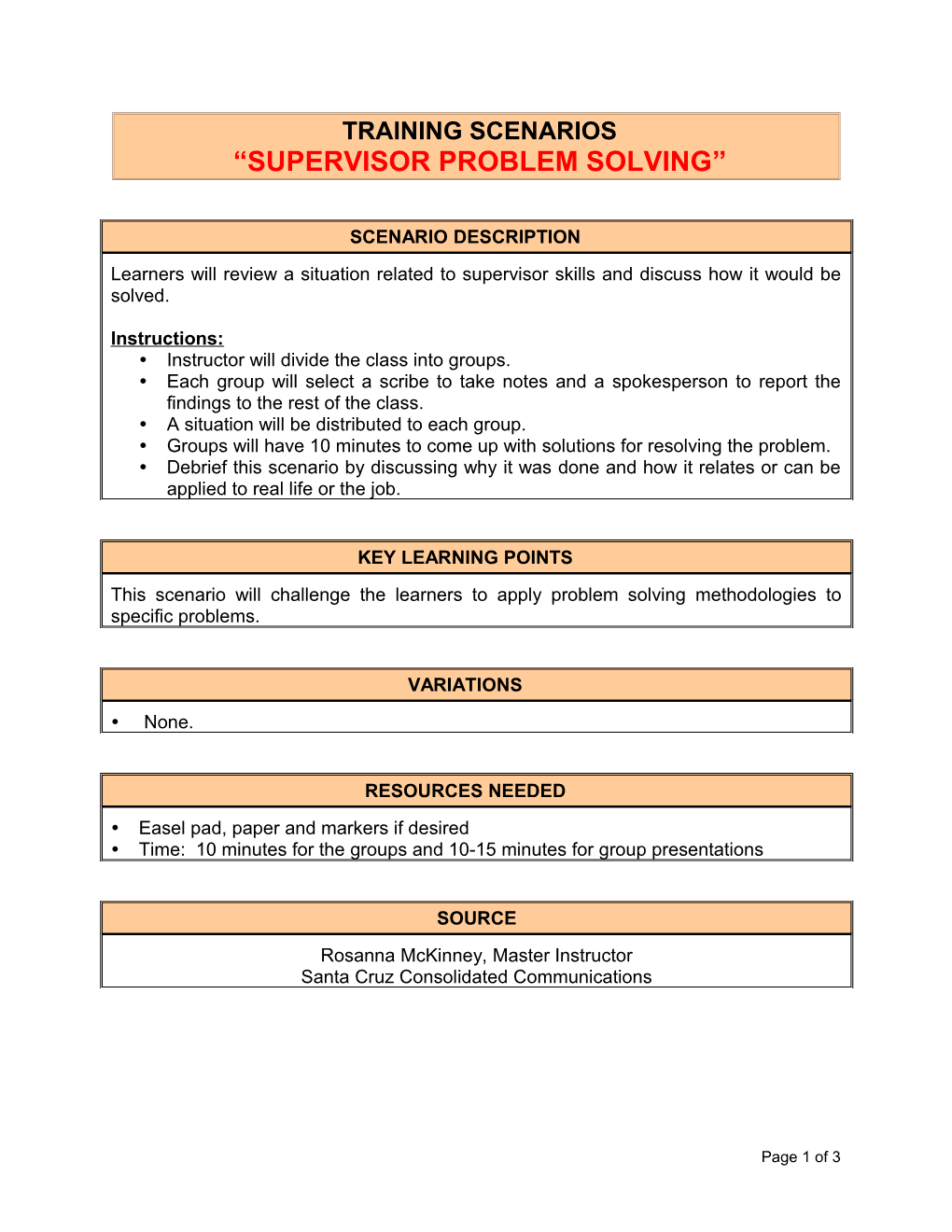 Supervisor Problem Solving