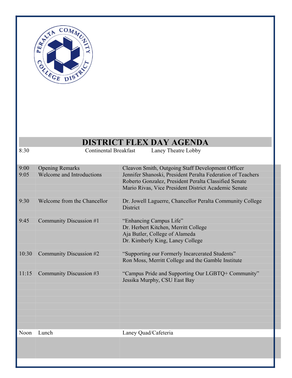 District Flex Day Agenda