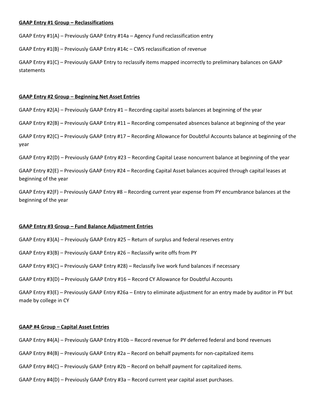 GAAP Entry #1 Group Reclassifications