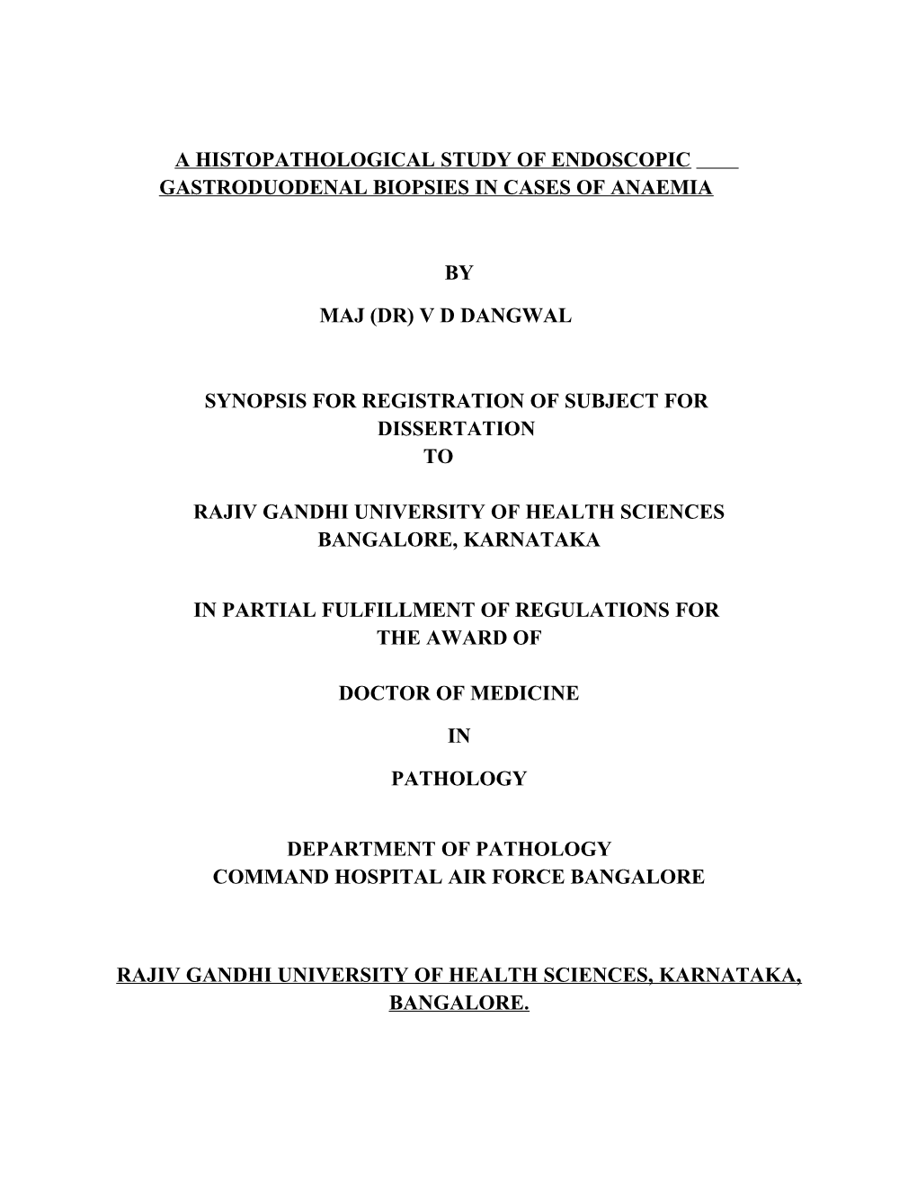 A Histopathological Study of Endoscopic Gastroduodenal Biopsies in Cases of Anaemia