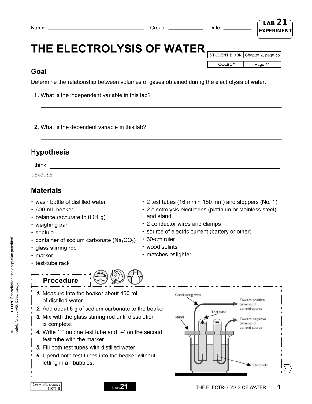 Determine the Relationship Between Volumes of Gases Obtained During the Electrolysis of Water