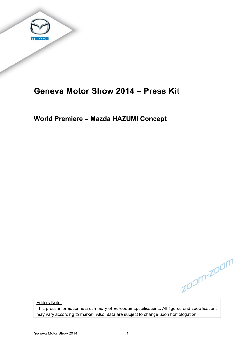 Geneva Motor Show 2014 Press Kit