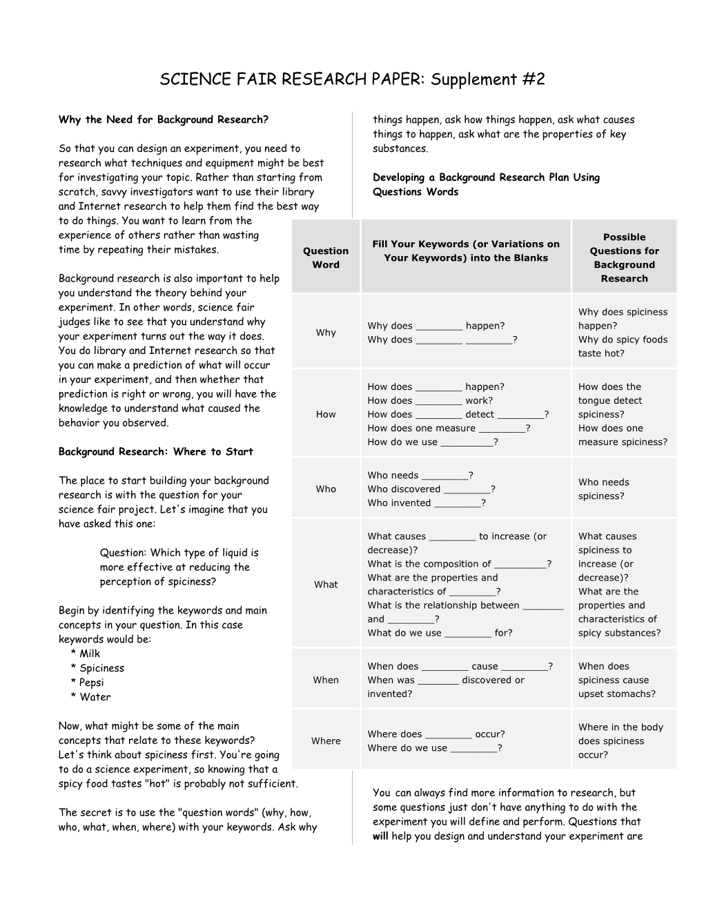 Science Fair Research Paper