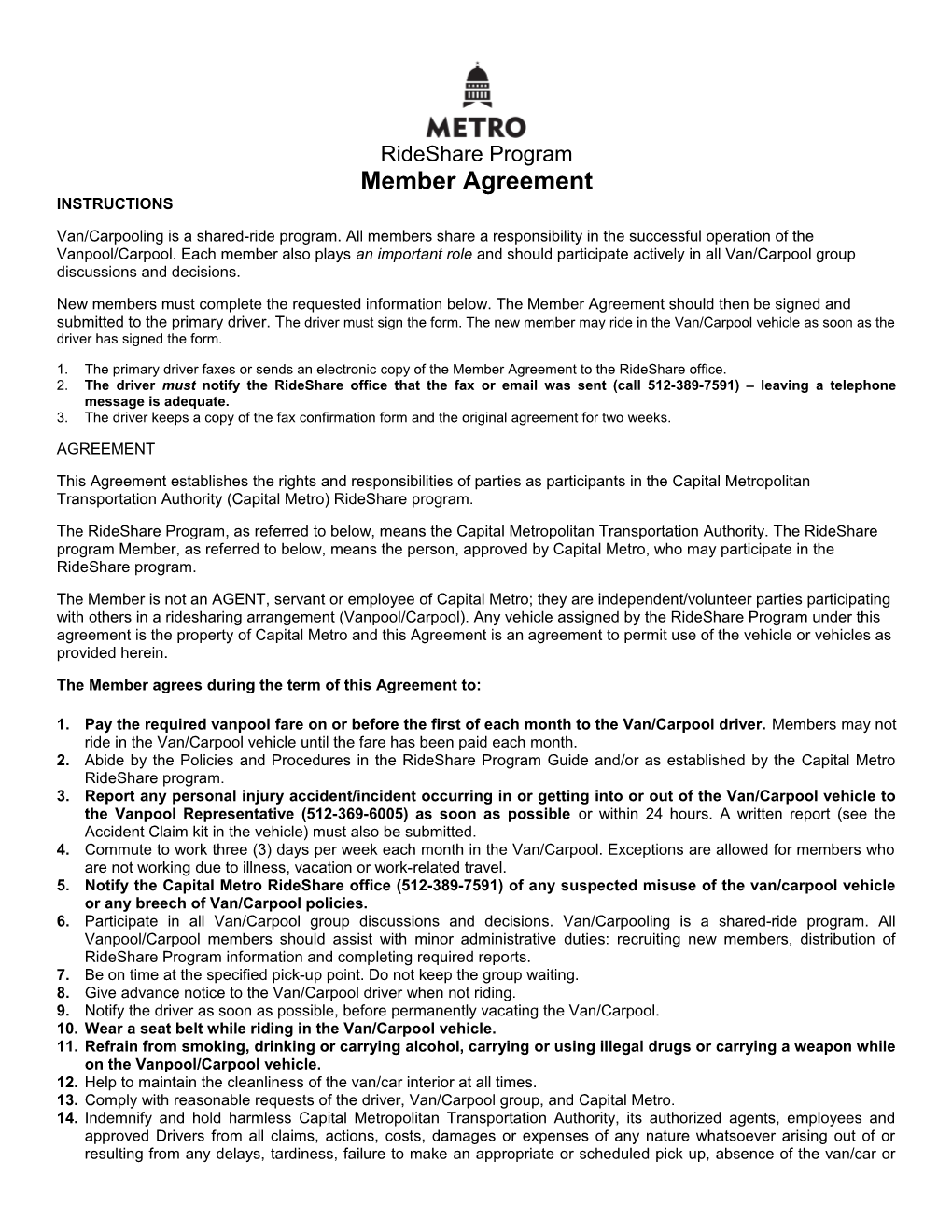 Member Agreement