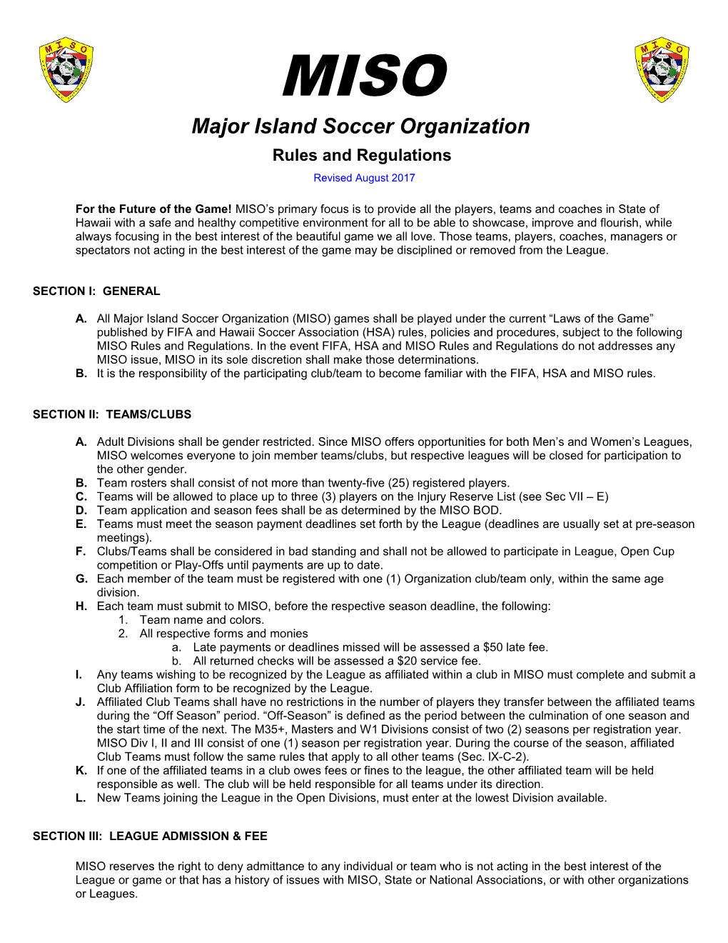 Major Island Soccer Organization