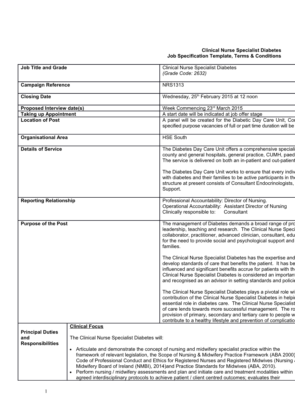 Clinical Nurse Specialist Diabetes