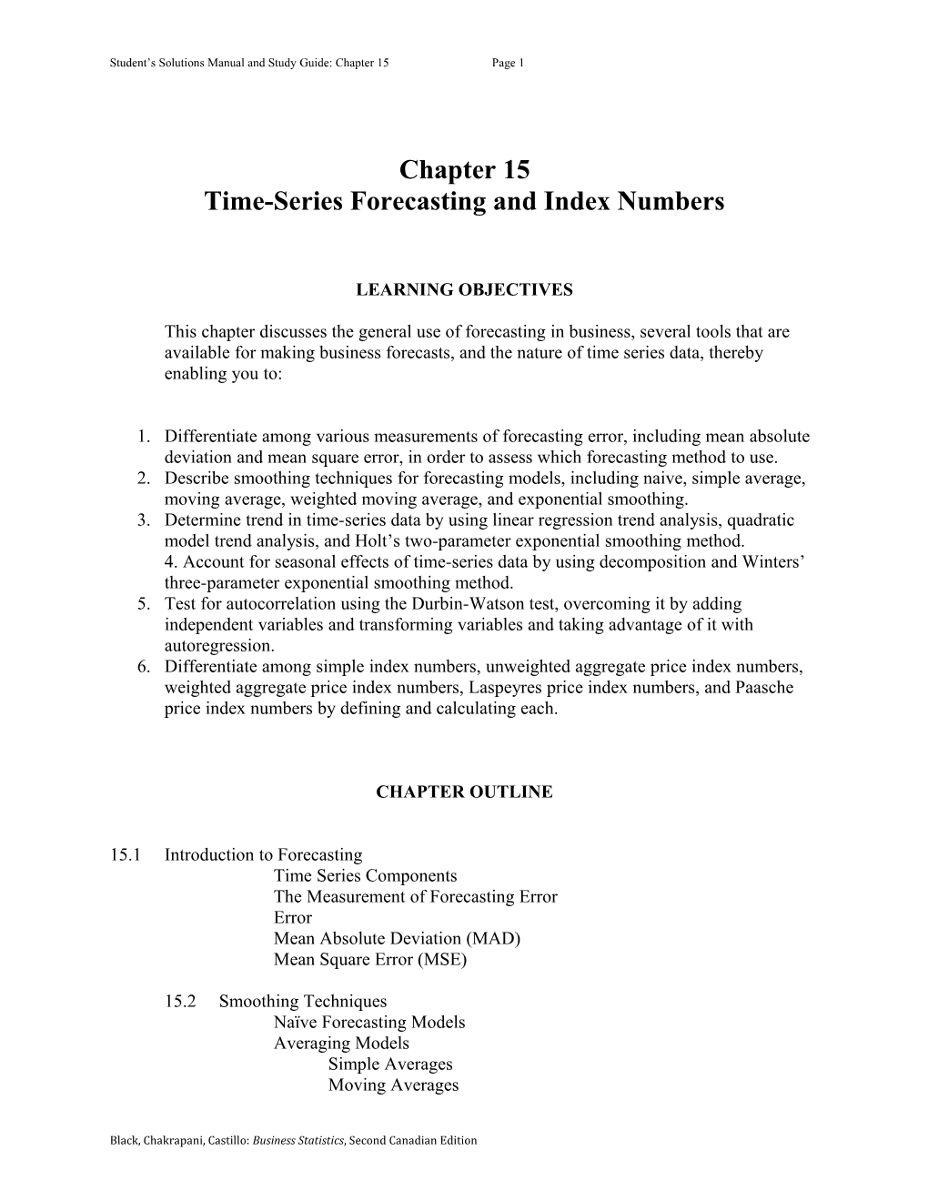 Student S Solutions Manual and Study Guide: Chapter 15Page1