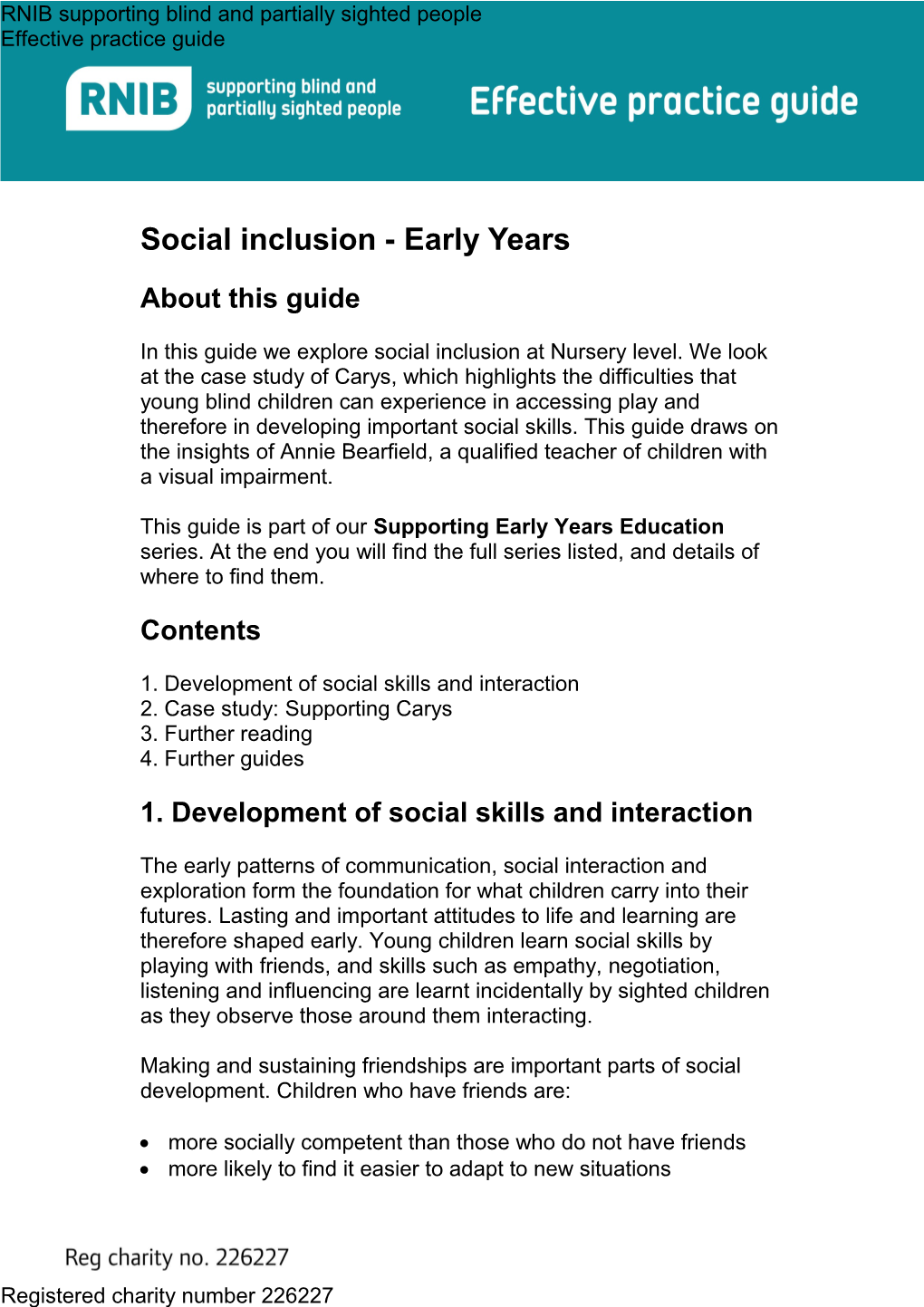 Social Inclusion Early Years