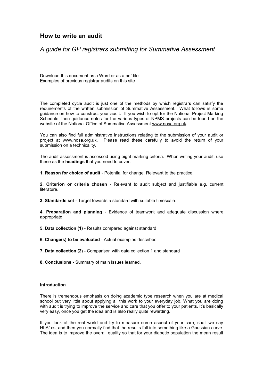 Summative Assessment - How to Write an Audit