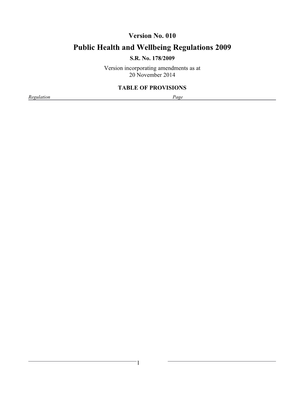 Public Health and Wellbeing Regulations 2009