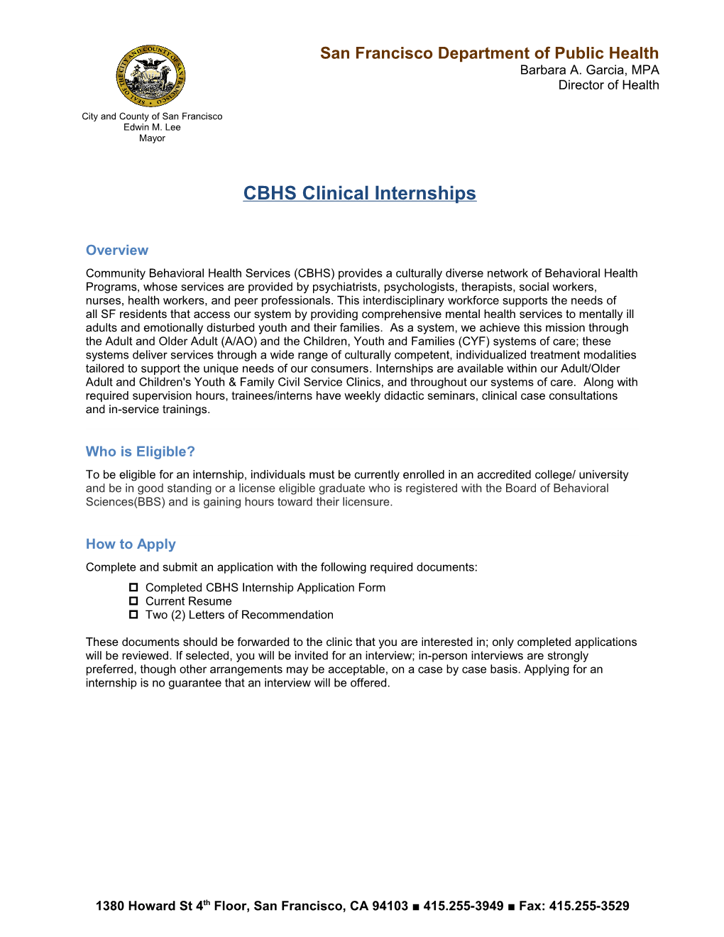 CBHS Clinicalinternships