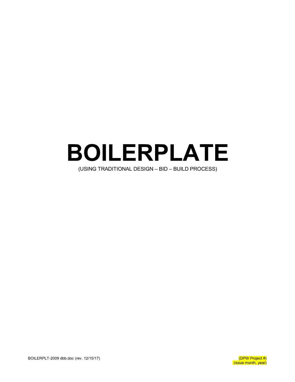 DPW Contract Boiler Plate for Design, Bid, Build