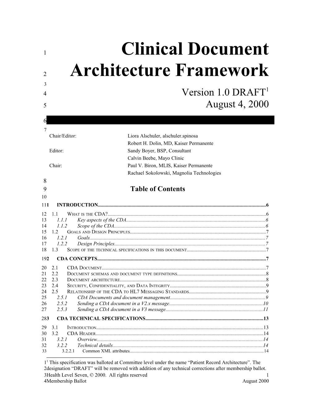 Clinical Document Architecture Framework
