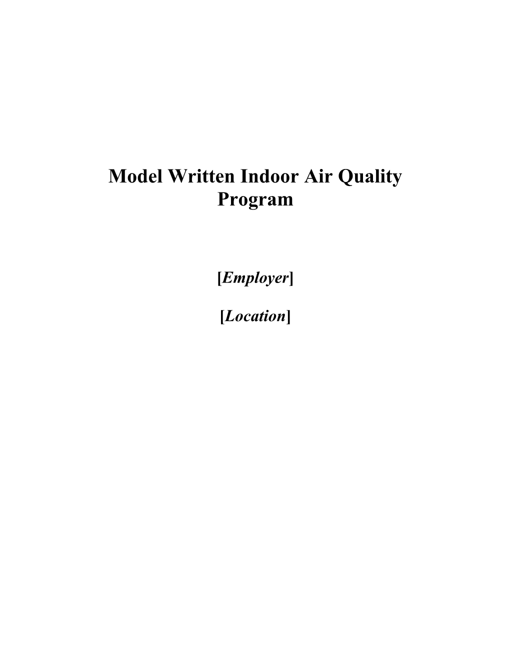 Model Written Indoor Air Quality Program
