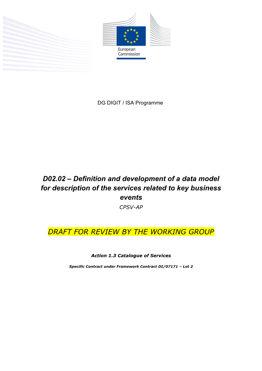 D02.02 Definition and Development of a Data Model for Description of the Services Related