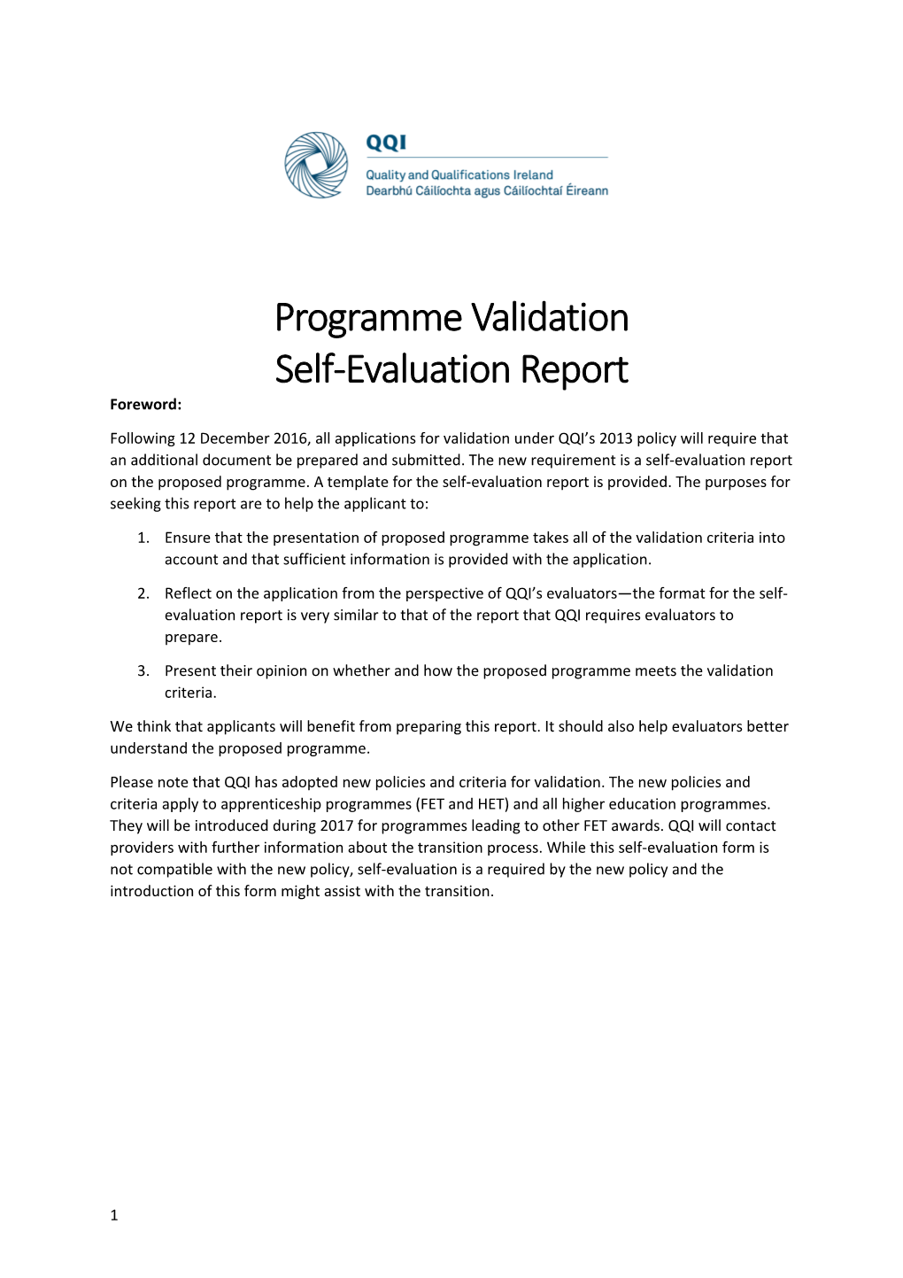 Programme Validation