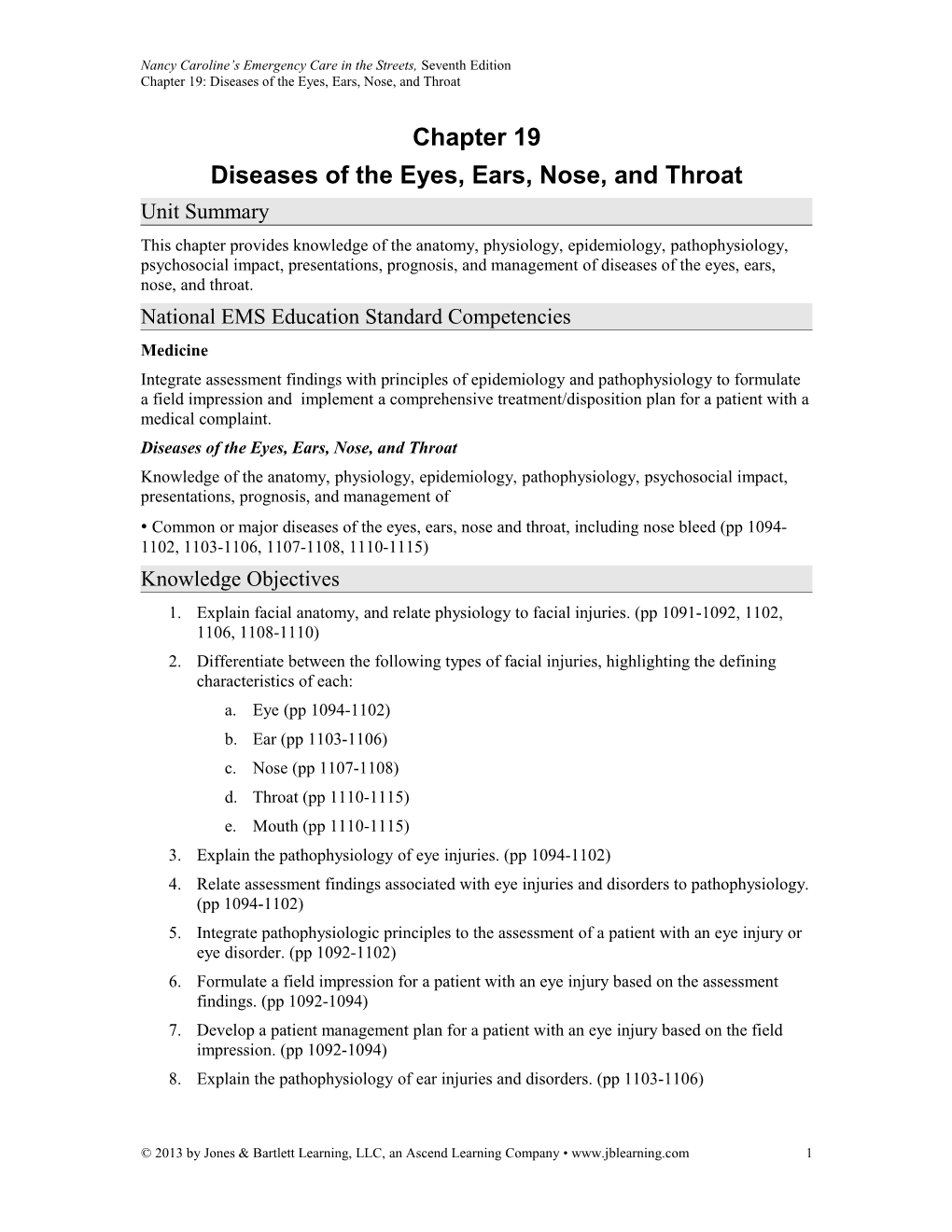 Chapter 19: Diseases of the Eyes, Ears, Nose, and Throat