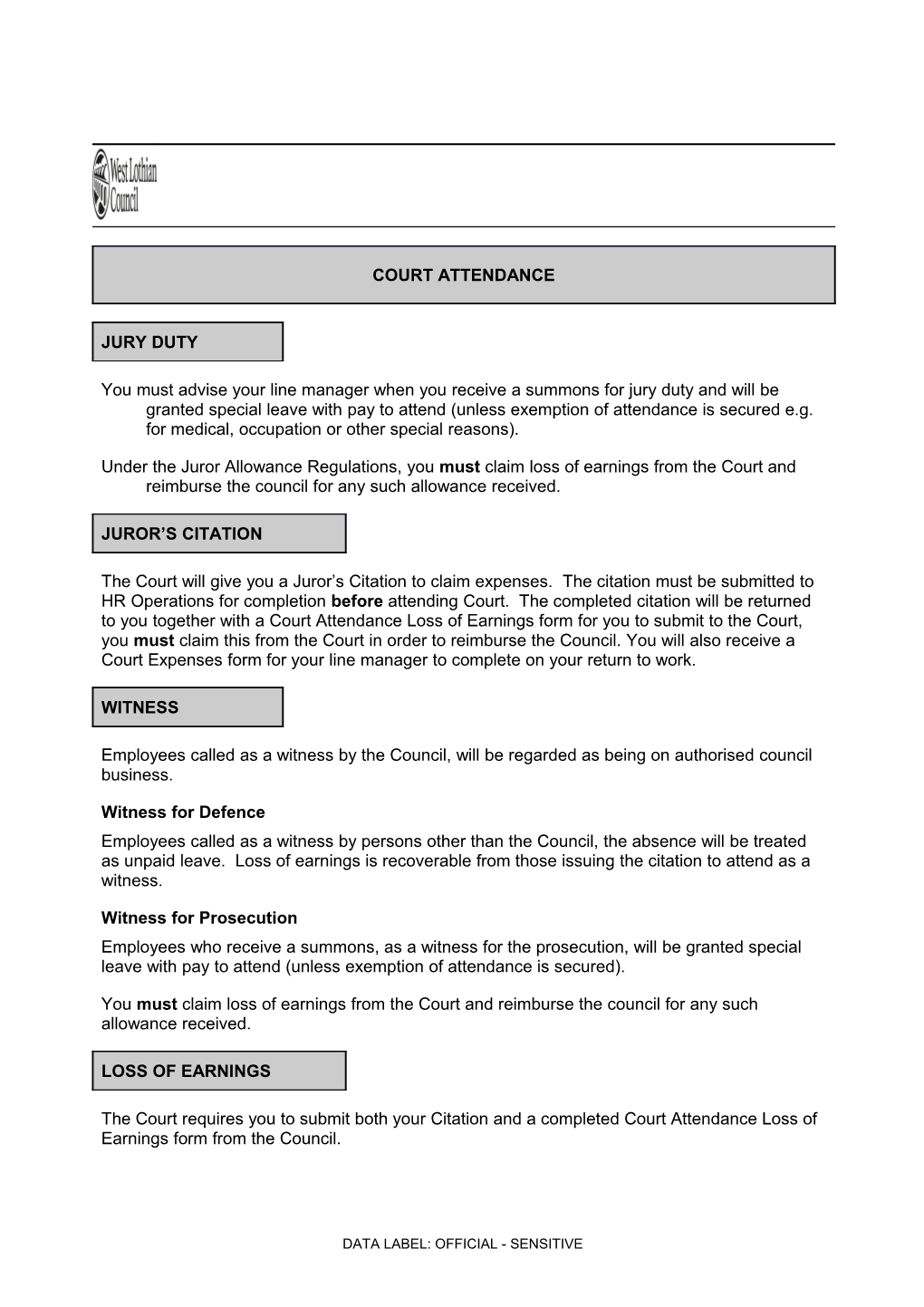 You Must Advise Your Line Manager When You Receive a Summons for Jury Duty and Will Be