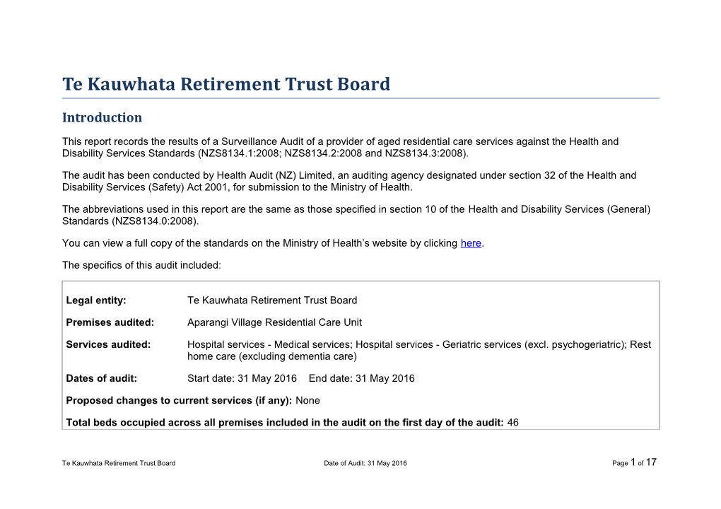 Te Kauwhata Retirement Trust Board