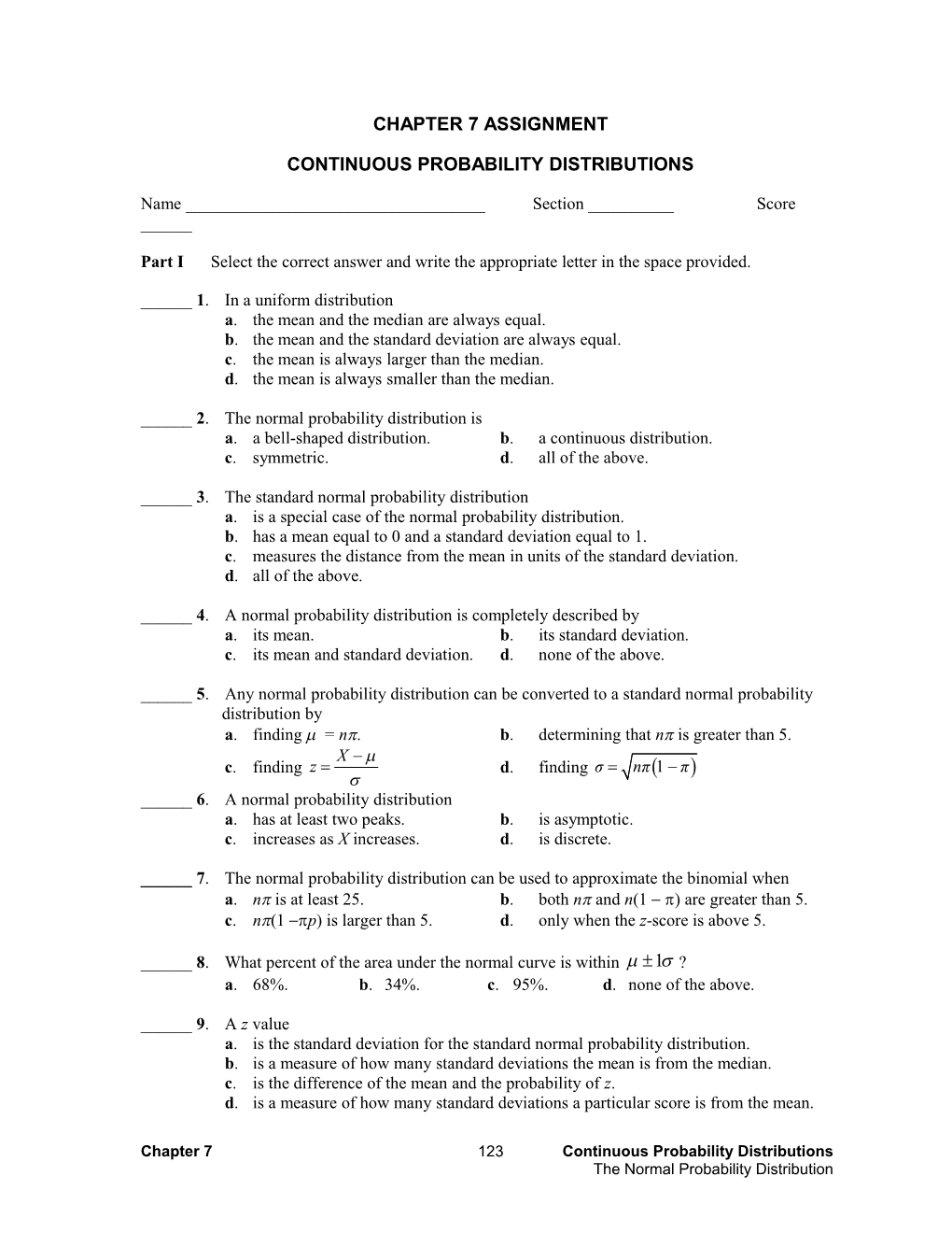 Chapter 7 Assignment