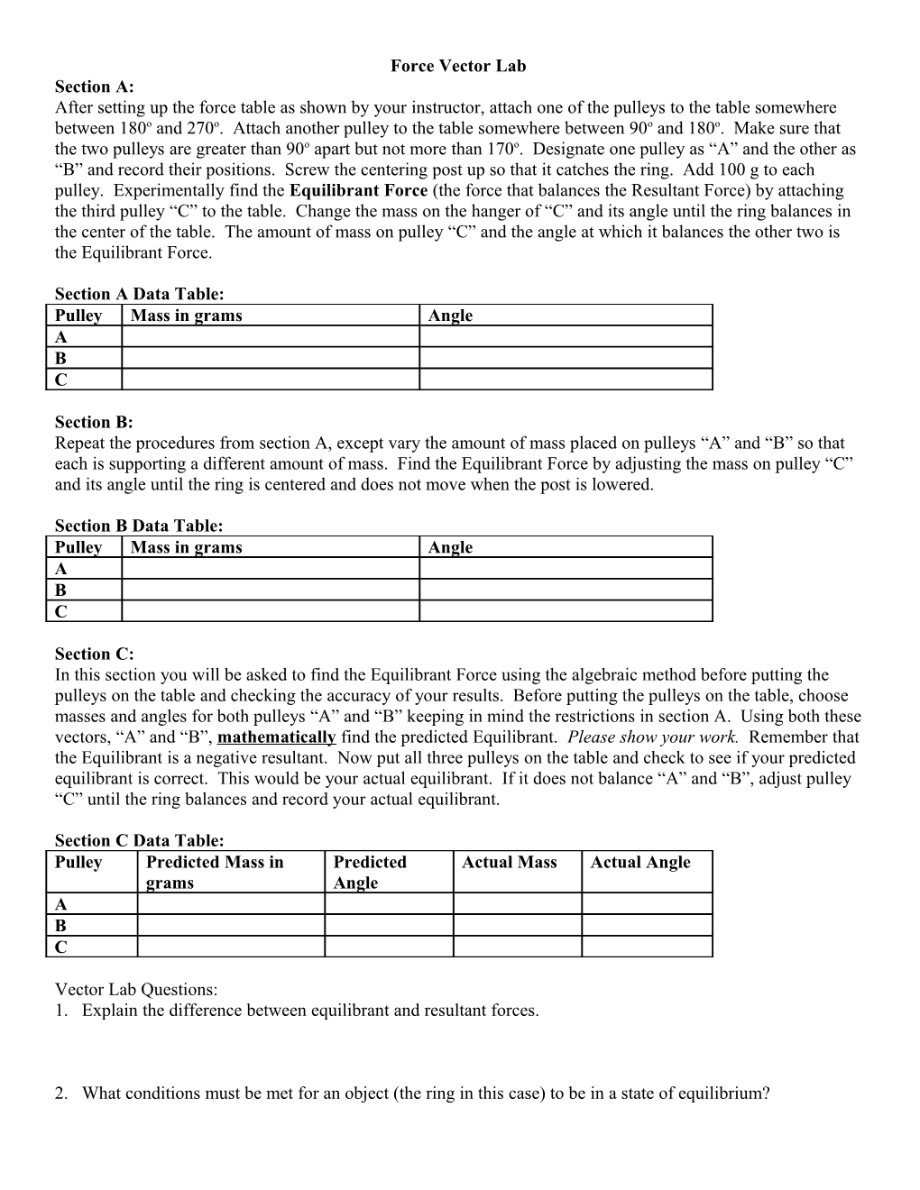 Vector Lab Instructions