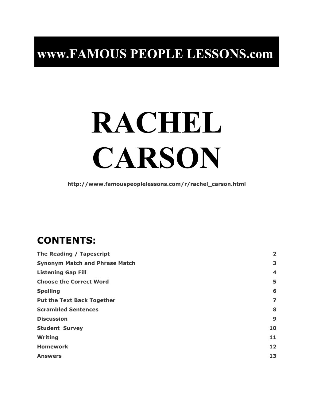 Famous People Lessons - Rachel Carson