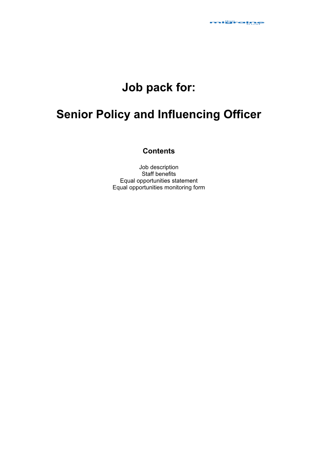Senior Policy and Influencing Officer