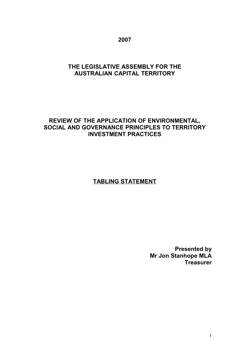 Ministerial Statement Template