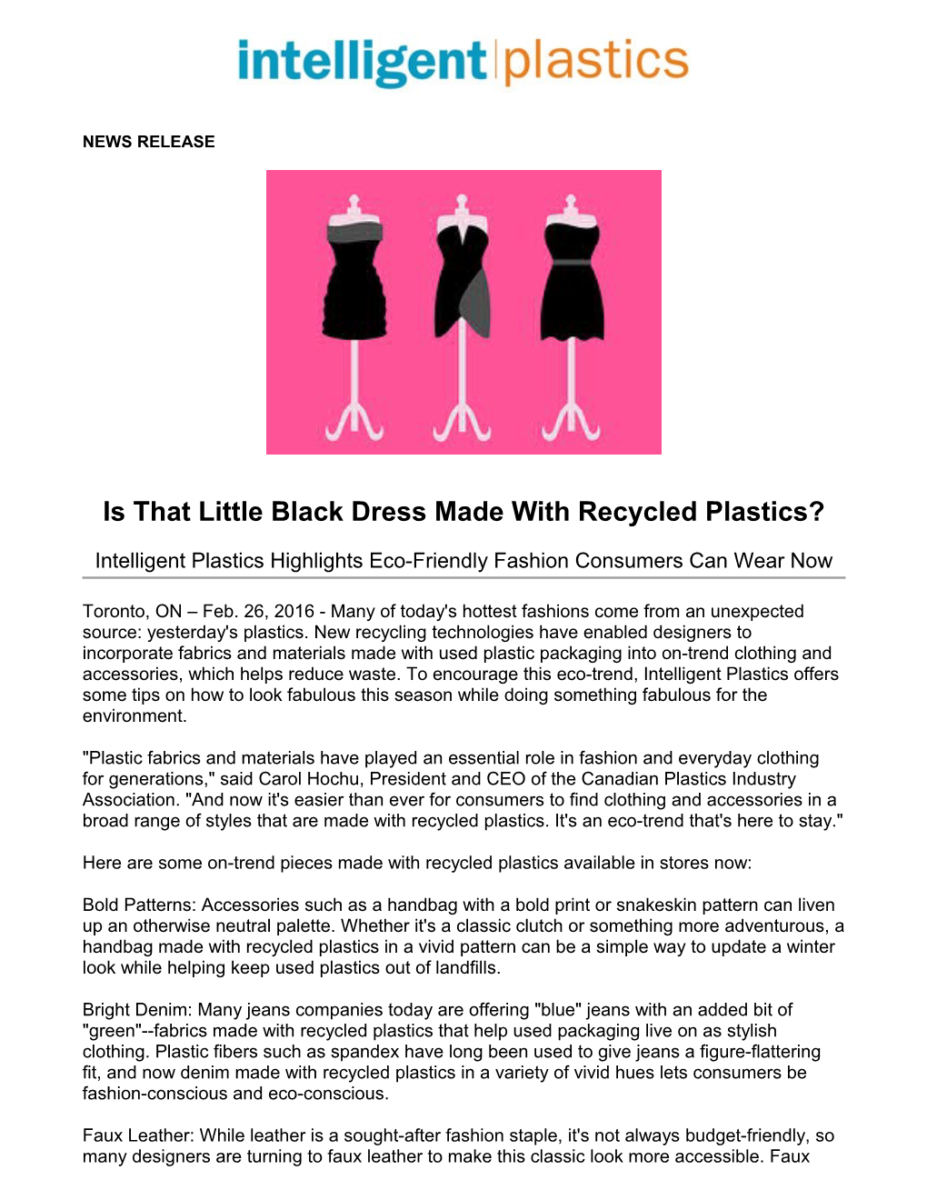Is That Little Black Dress Made with Recycled Plastics?