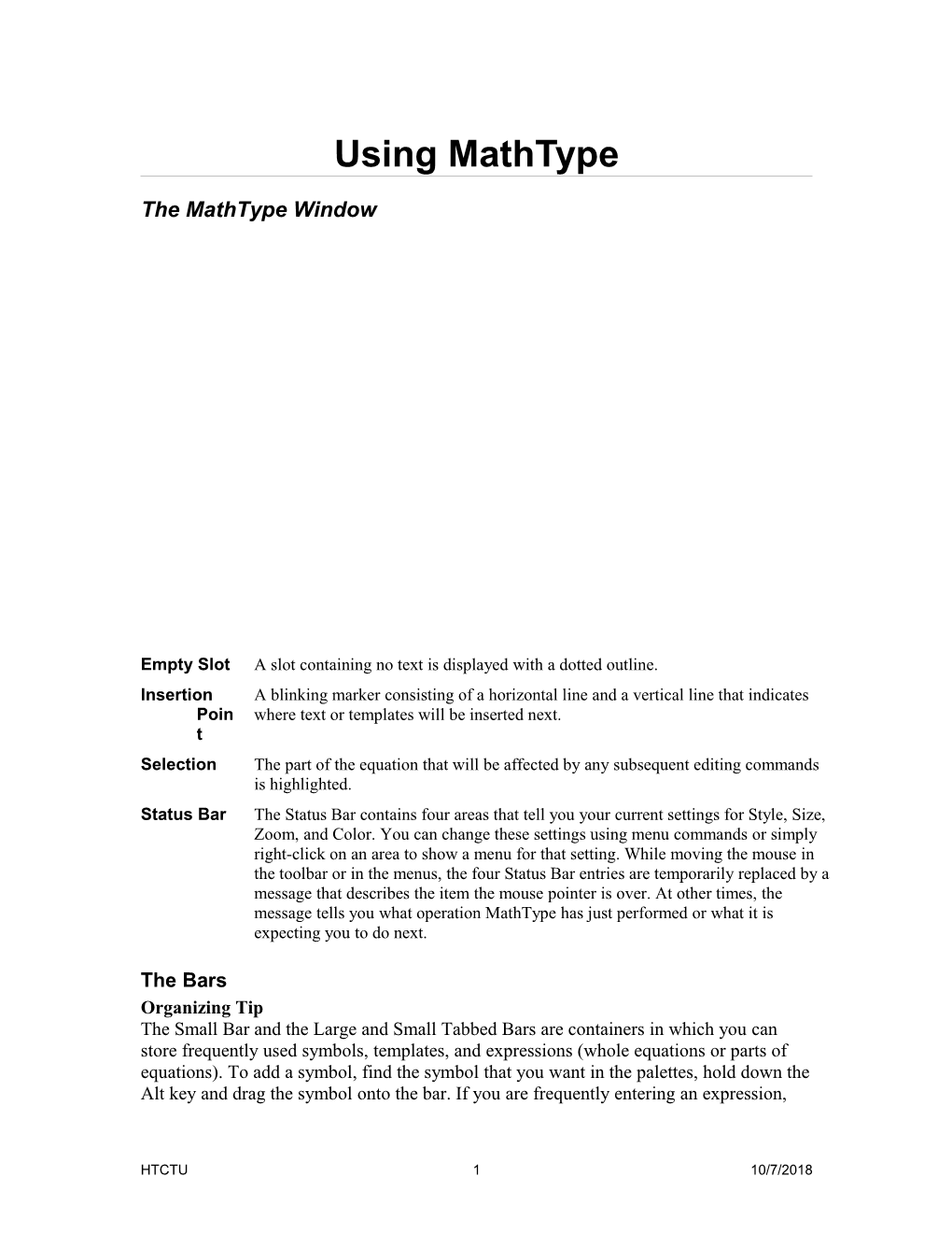 Working with Mathtype and Scientific Notebook