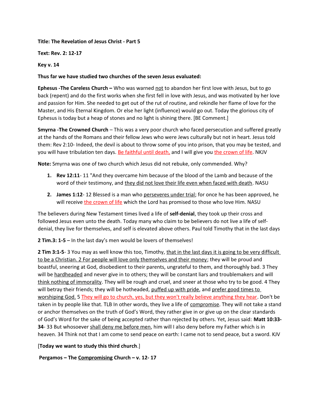 Title: the Revelation of Jesus Christ - Part 5