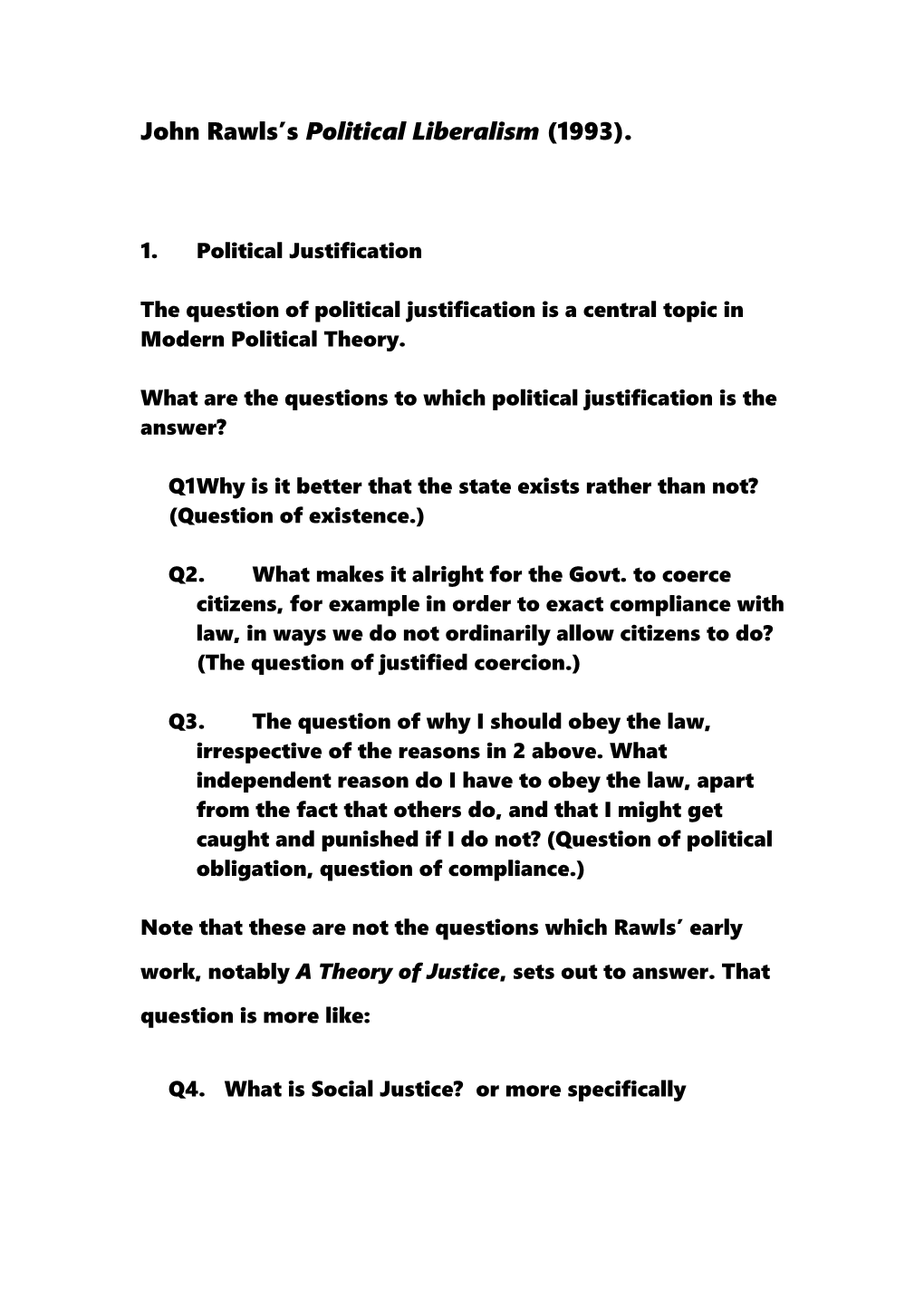 John Rawls S Political Liberalism (1993)