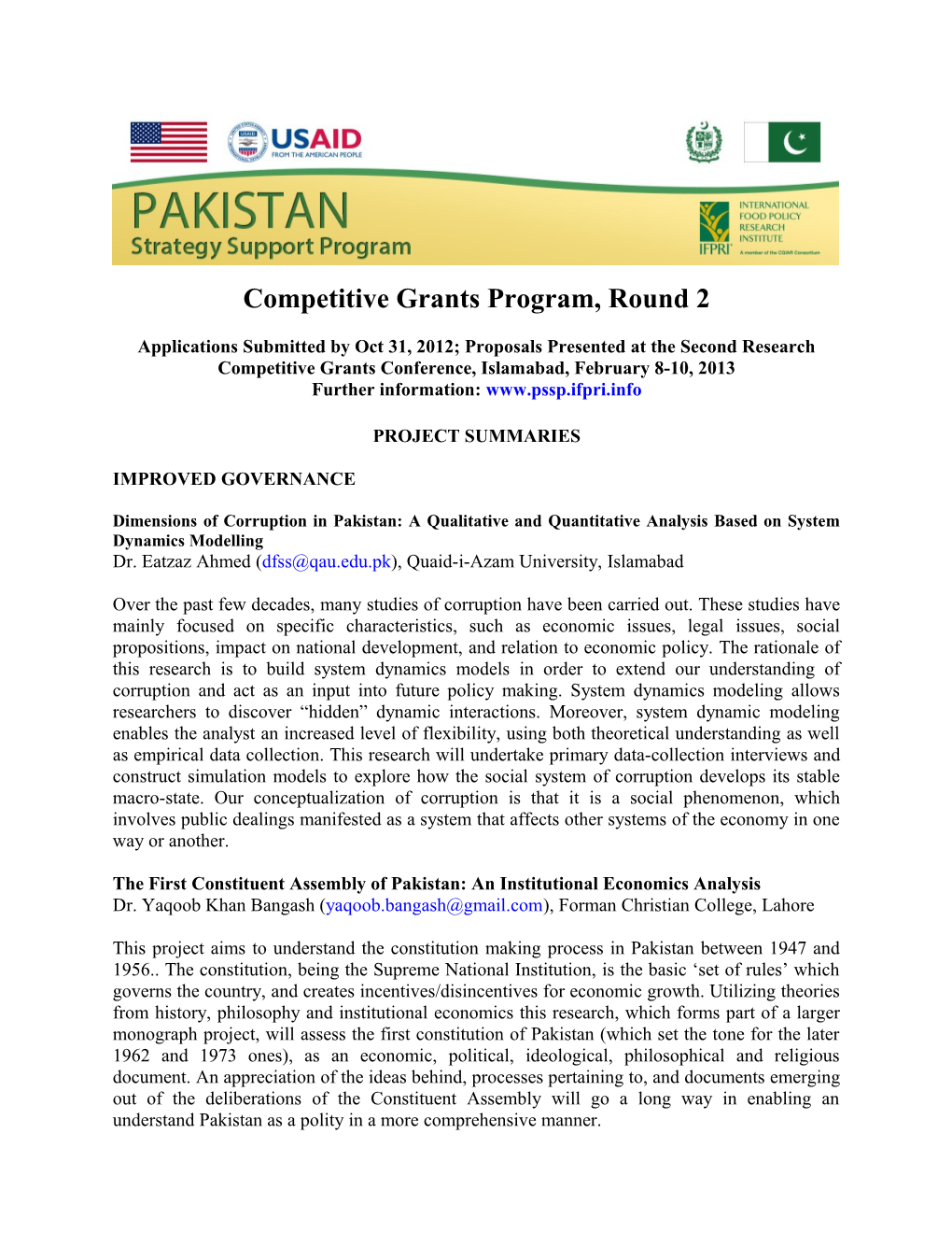 Competitive Grants Program, Round 2