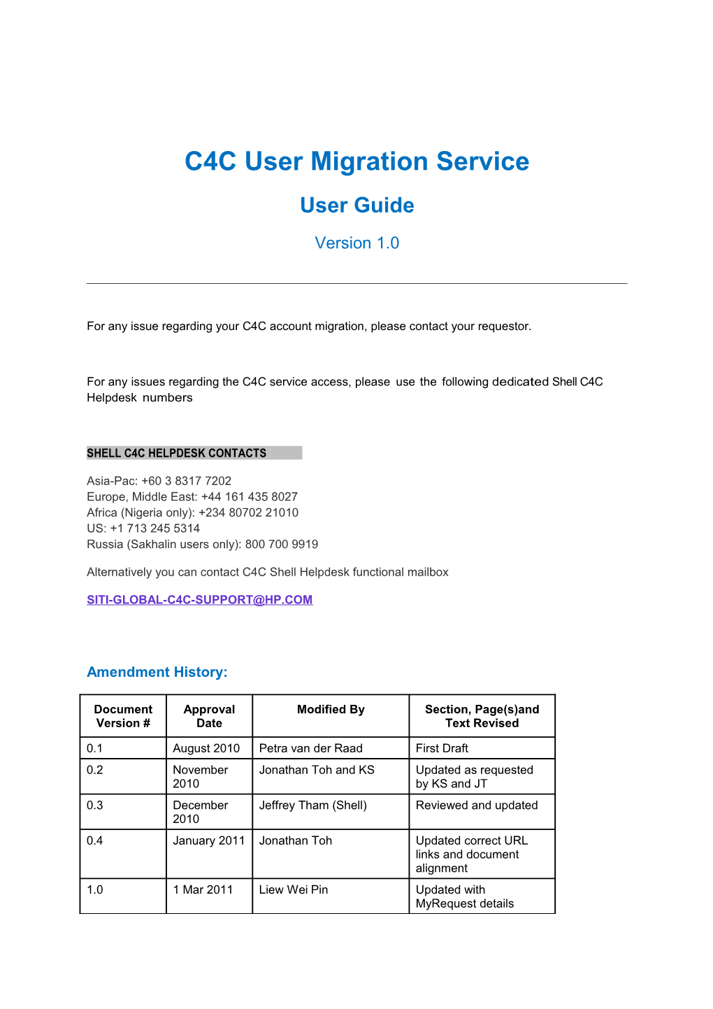 C4C End User Manual Cover Page