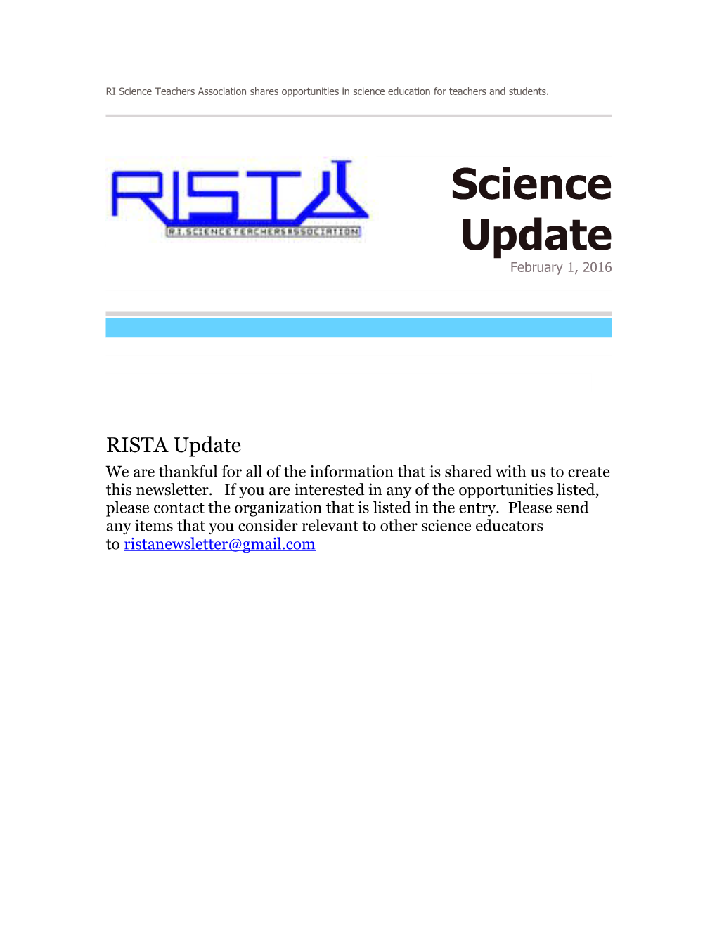 RI Science Teachersassociationshares Opportunities in Science Education for Teachers And