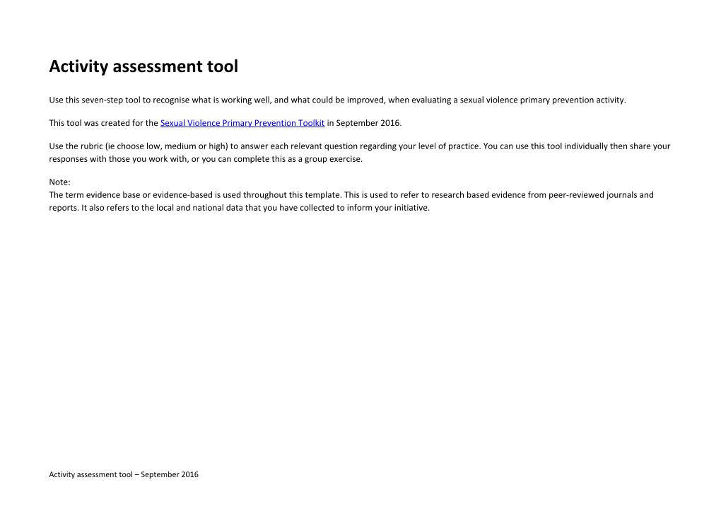 Activity Assessment Tool