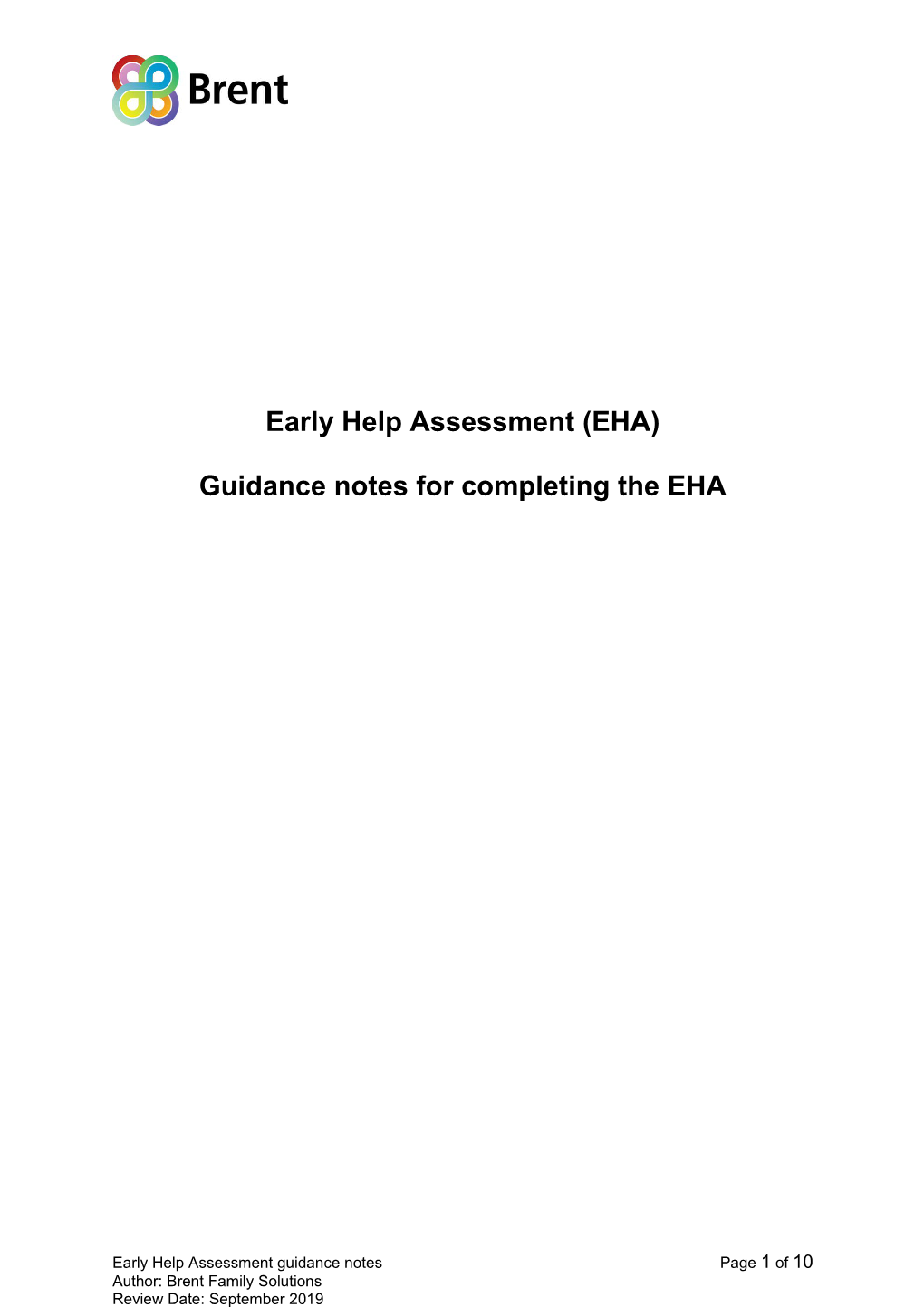 Early Help Assessment(EHA)